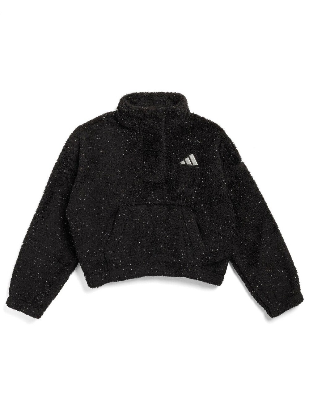 Adidas Black Mock Neck Faux Shearling Pullover Size Small